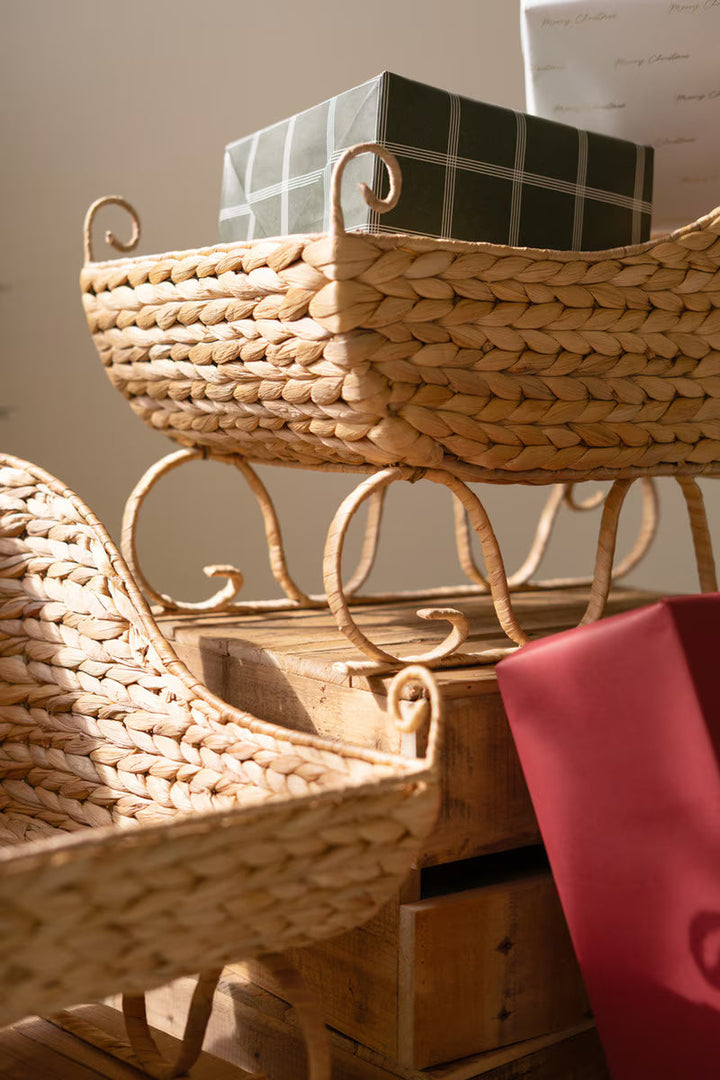 Woven Christmas Sleigh Basket, 2 Size Options