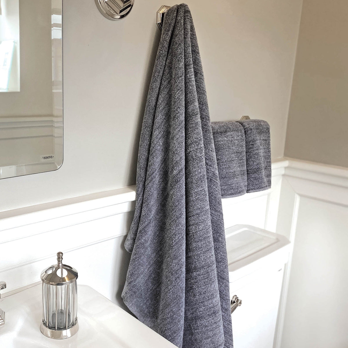 Bamboo Hand Towels - Viscose from Bamboo + Cotton - 2pk - Charcoal
