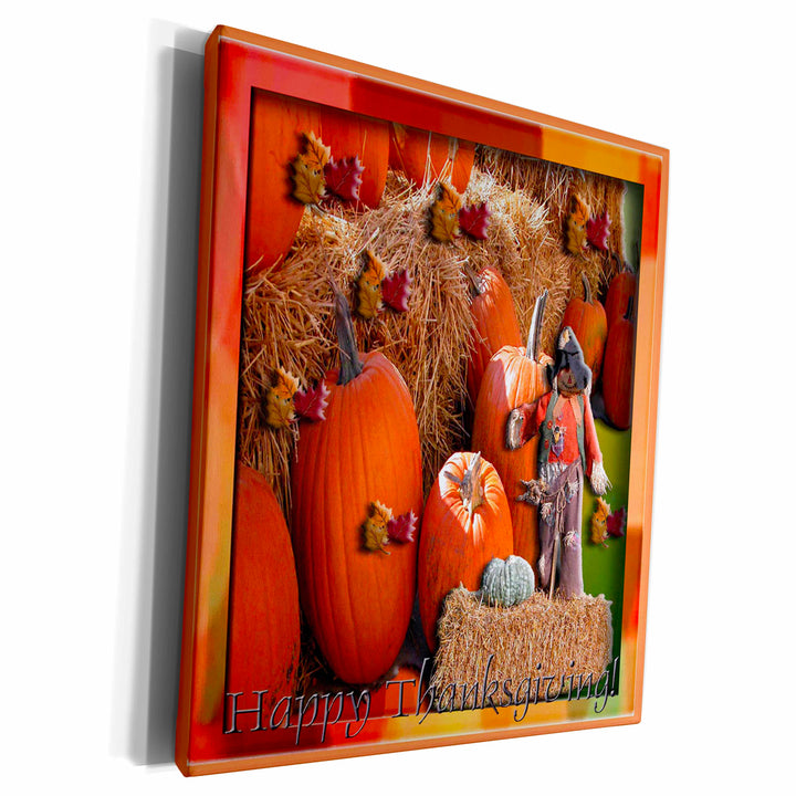 3dRose Scarecrow with Pumpkins - Museum Grade Canvas Wrap (cw_13026)
