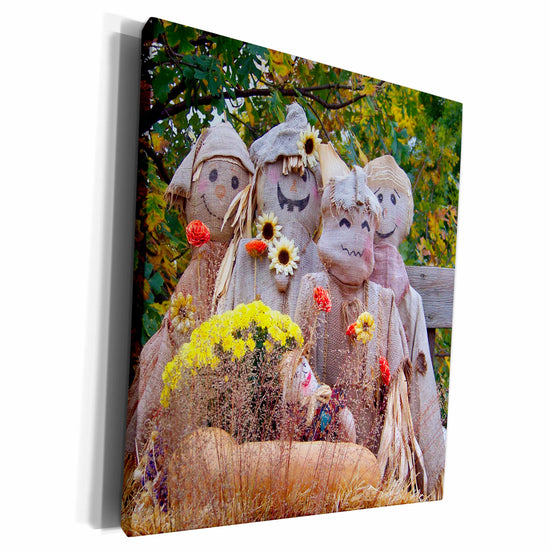 3dRose Sandy Mertens Halloween Designs - Family of Scarecrows - Museum Grade Canvas Wrap (cw_156793)