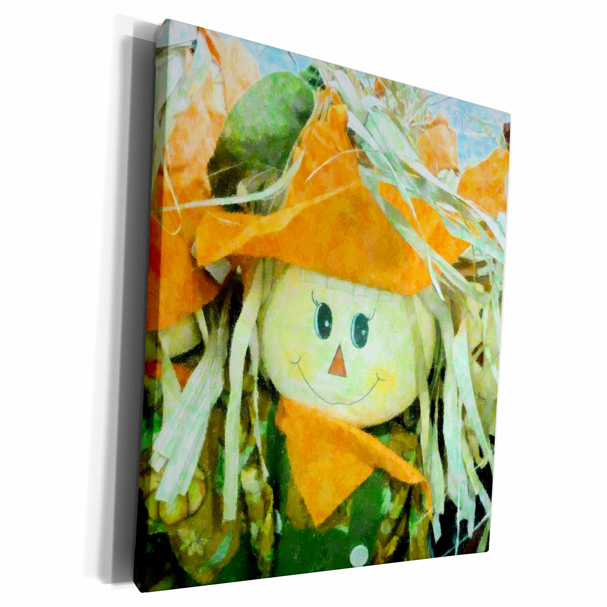 3dRose Florene Holiday Graphic - Child Scarecrow In Abatract - Museum Grade Canvas Wrap (cw_61788)