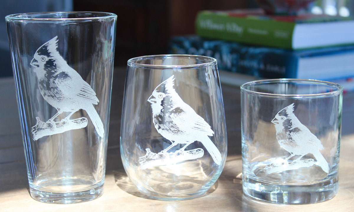 Cardinal Laser Engraved Glasses