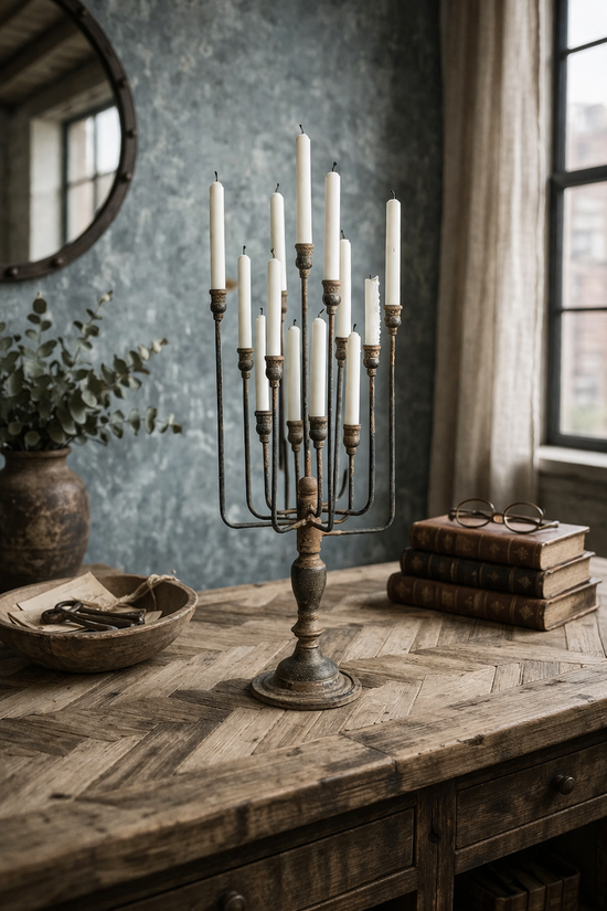 Black 13-Candle Iron Candelabra