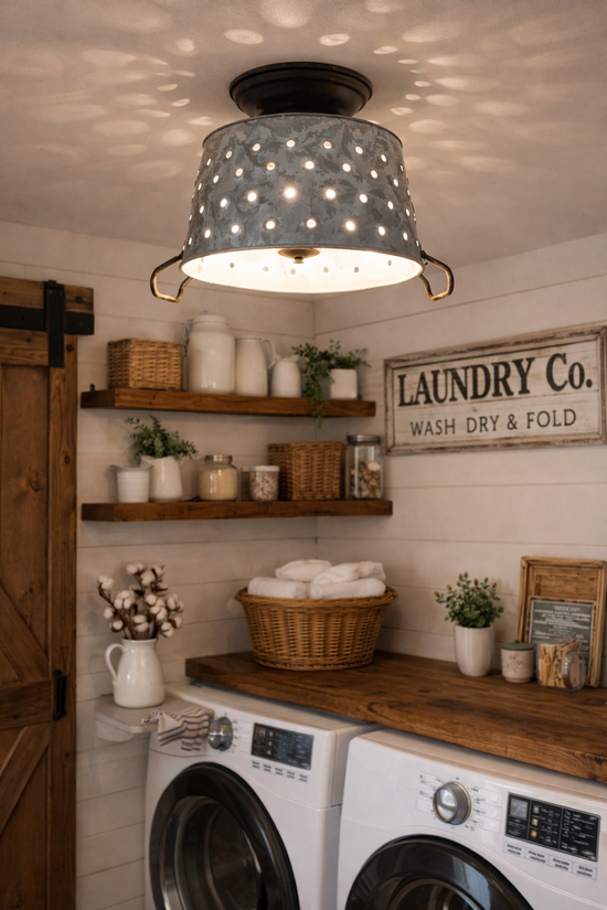 Pierced Wash Tub Ceiling Light Fixture