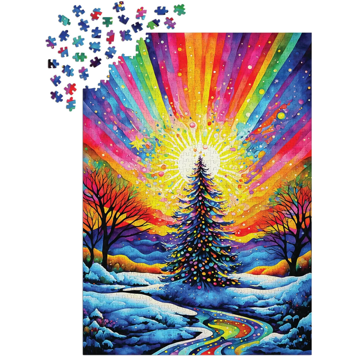 Christmas Tree Celebration 1000 Piece Jigsaw Puzzle Enjoy, festive Christmas tree design for holiday home decor