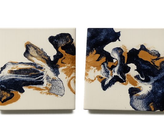 Artwork Set of 2 Blue Gold