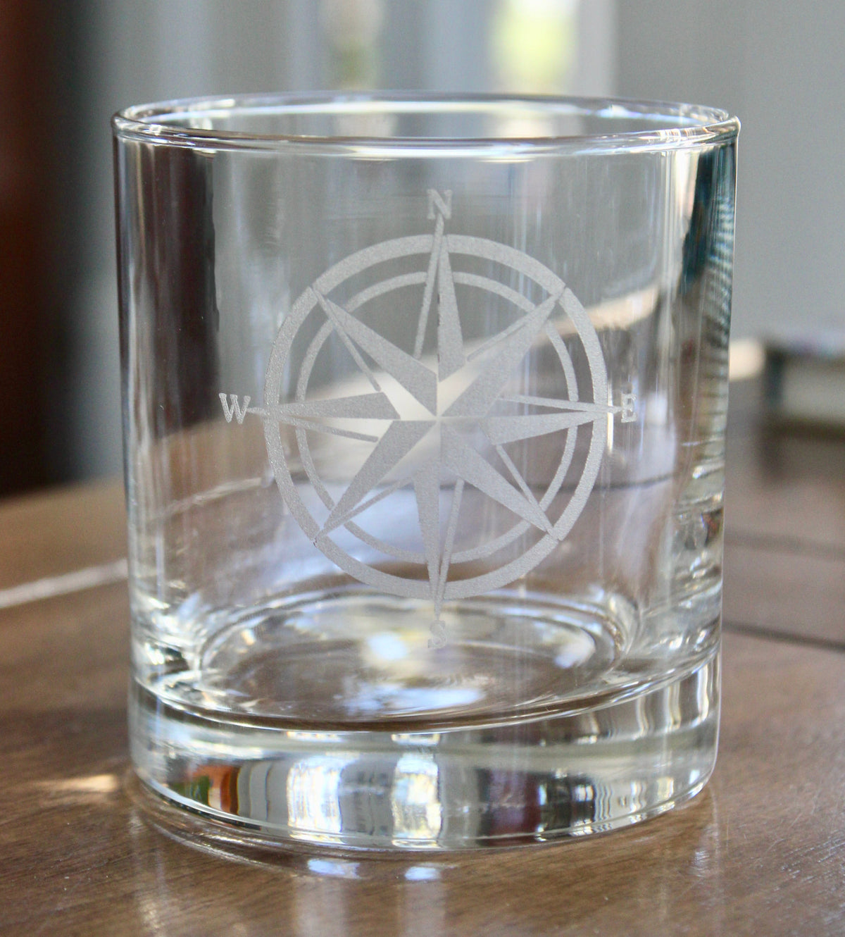 Compass Rose Laser Engraved Glasses - Nautical Gift