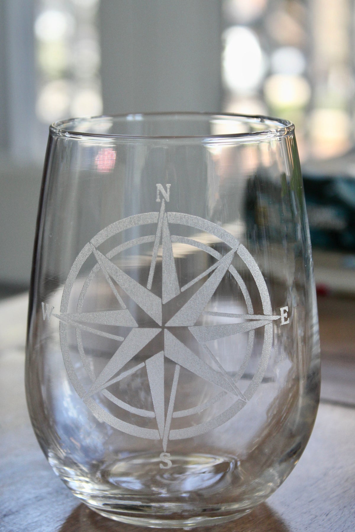 Compass Rose Laser Engraved Glasses - Nautical Gift