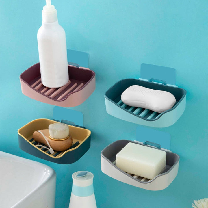 Bathroom soap box storage rack free perforated shelf drain toilet soap rack household suction cup wall-mounted soap box