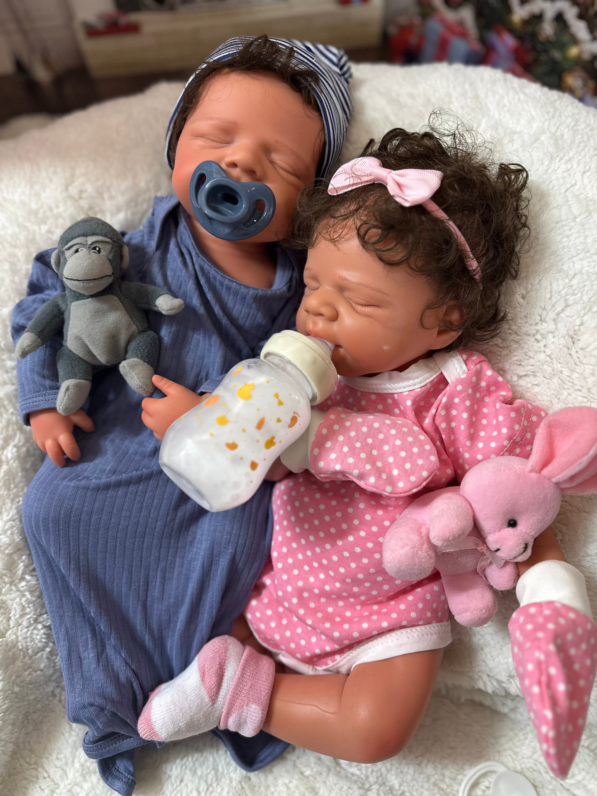 Hendrix 19” W/ NEWBORN CURLY HAIR, CUSTOM MADE Full Silicone Boy Tan Skin Tone open mouth TAT 5 days