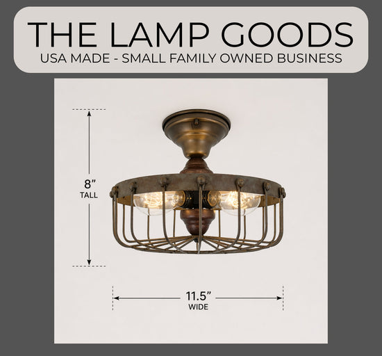 Rustic Industrial Cage Ceiling Light | 11.5"