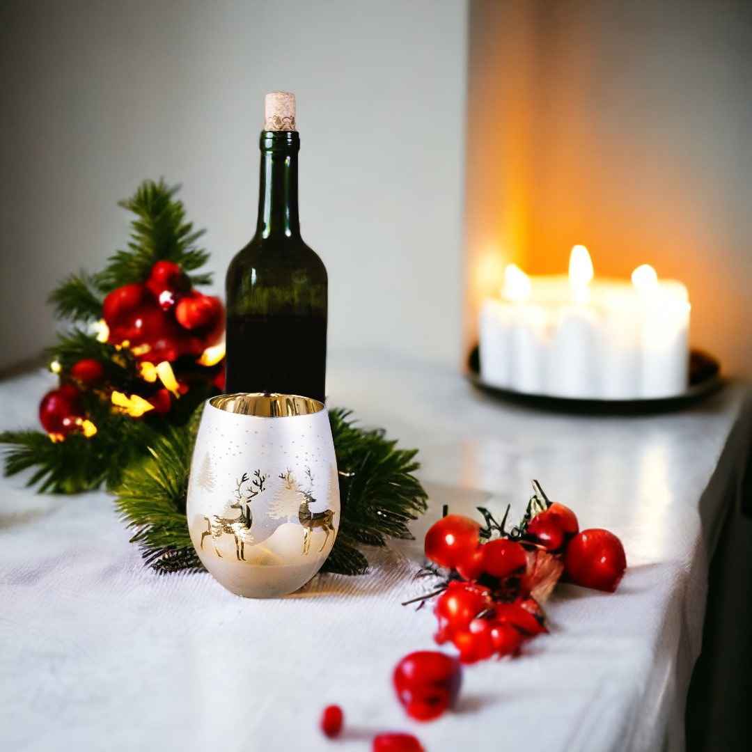 Gold & Silver Deer Stemless Wine Glasses