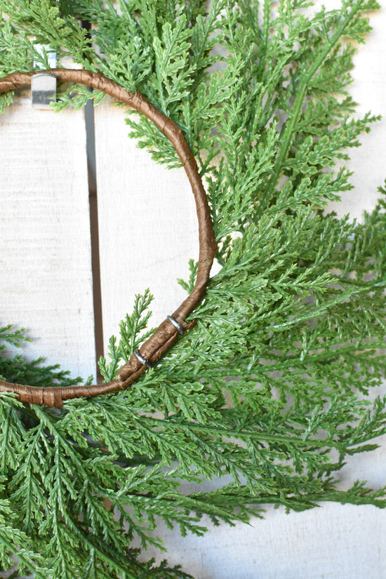 Small Cedar Wreath (4.5" Center Ring) CW2 — decorative Christmas wreath for entryway wall and seasonal styling