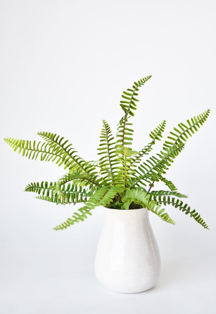 17" Faux Green Boston Fern Bush
