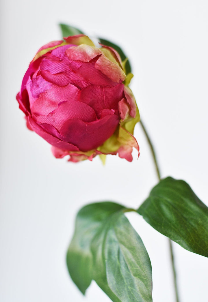 18" Faux Peony Bud Stem Fuchsia