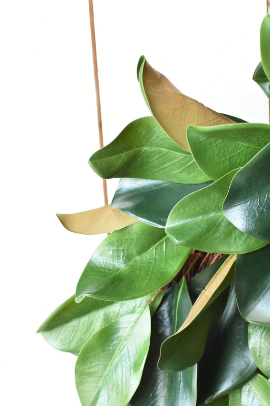 27" Faux Magnolia Leaf Wreath — seasonal door wreath for welcoming home decor home styling accent