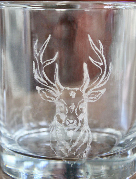 Deer Head Laser Engraved Glasses - Stag Head