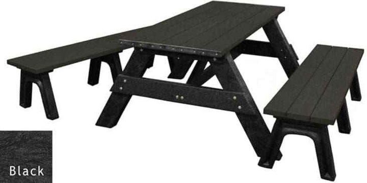 Deluxe Recycled Picnic Table with Detached Benches - Eco-Friendly Outdoor Seating