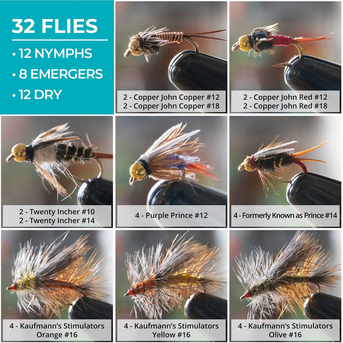 Stonefly Life Cycle 32-Pack Fly Assortments - Fly Fishing Fly Assortment