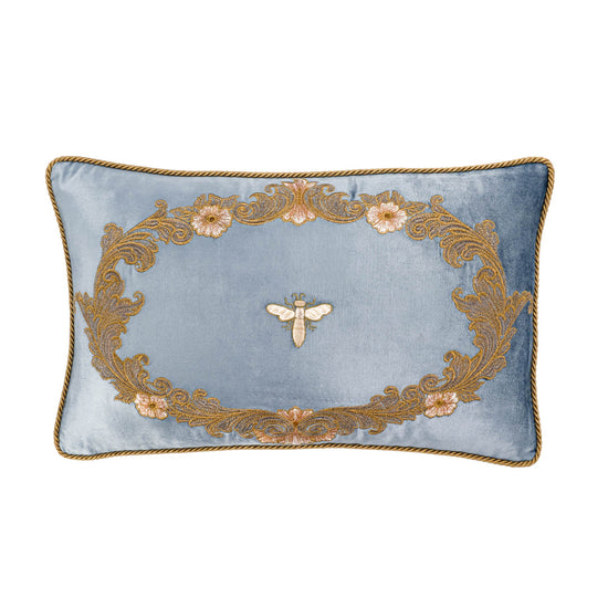 Venice Blue Silk Velvet Throw Pillow Cover, 12 x 20