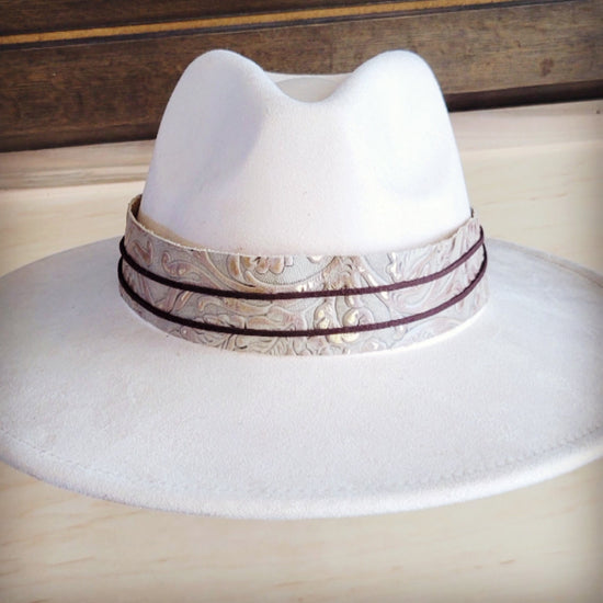 **Wide Genuine Leather Gilded Cowboy Hat Band OnlyOnly 954b