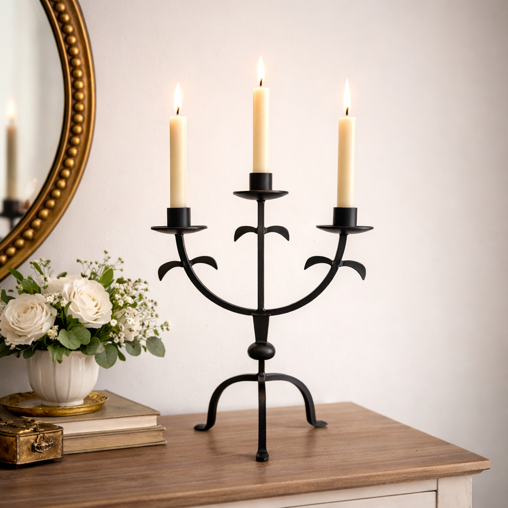 Iron Metal Rusted Candelabra