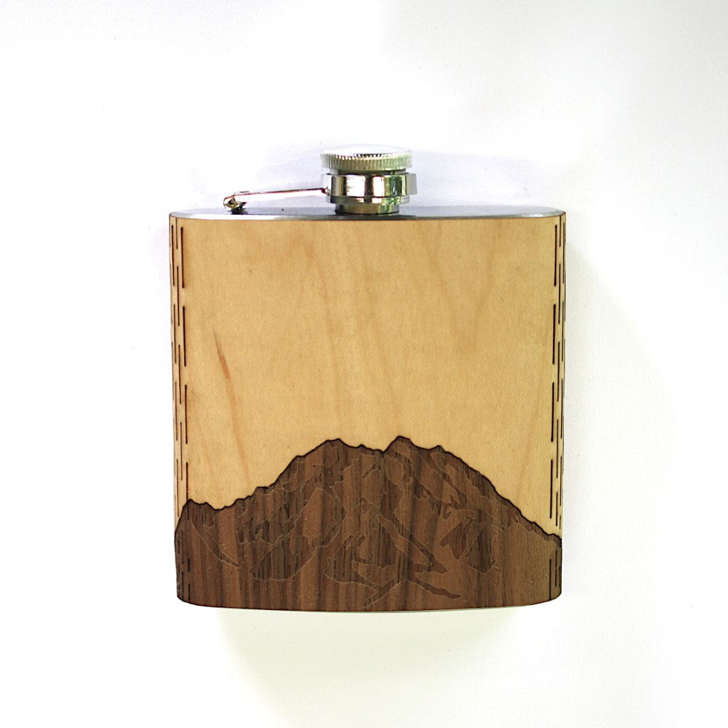 Wooden Hip Flask - Alaska Range (Denali)