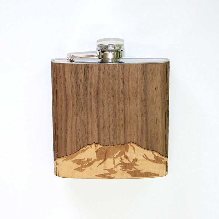 Wooden Hip Flask - Cascade Range (Mt. St. Helens)