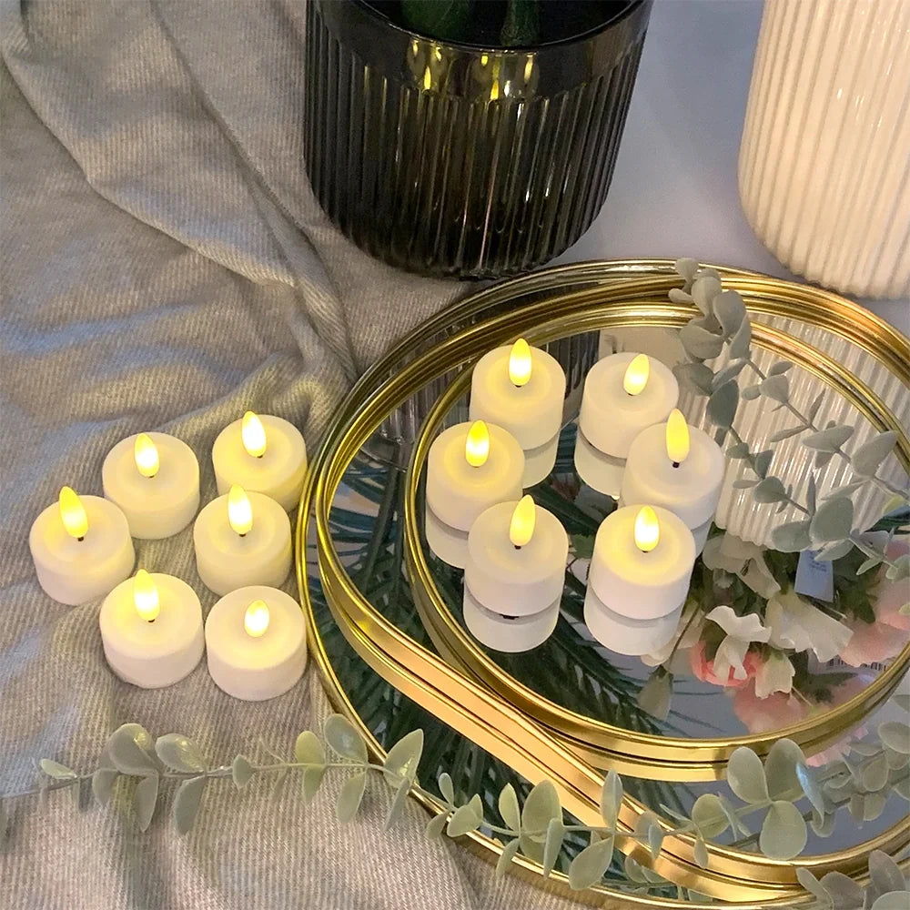 Set of 12  Flickering Flameless Candles(Warm White)