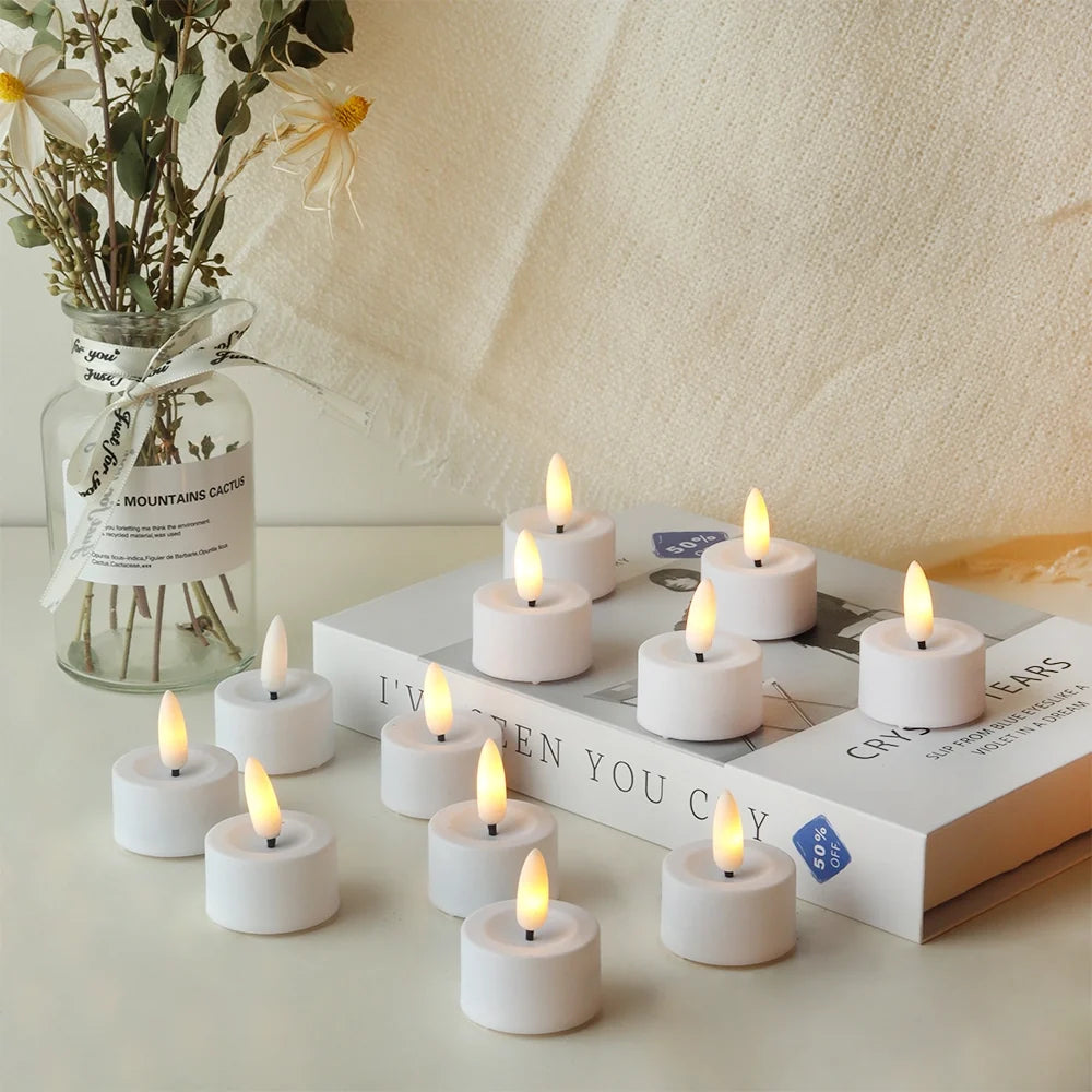 Set of 12  Flickering Flameless Candles(Warm White)