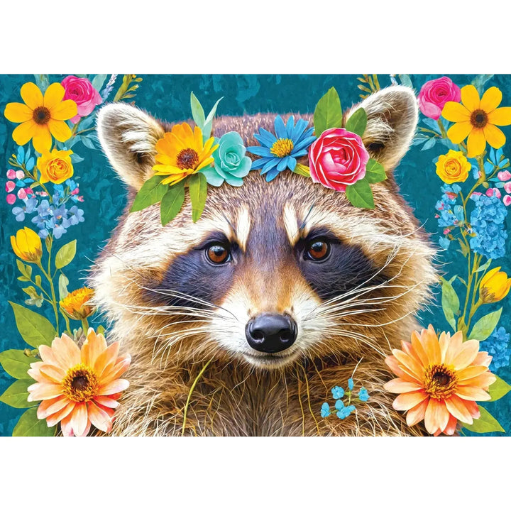 Floral Raccoon 1000 Piece Jigsaw Puzzle Enjoy
