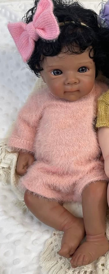 Eden 18” Newborn Girl Full Body Silicone no limb mold lines Brown Skin Tone Open Mouth approx 7lbs. TAT approx. 10-15 Days