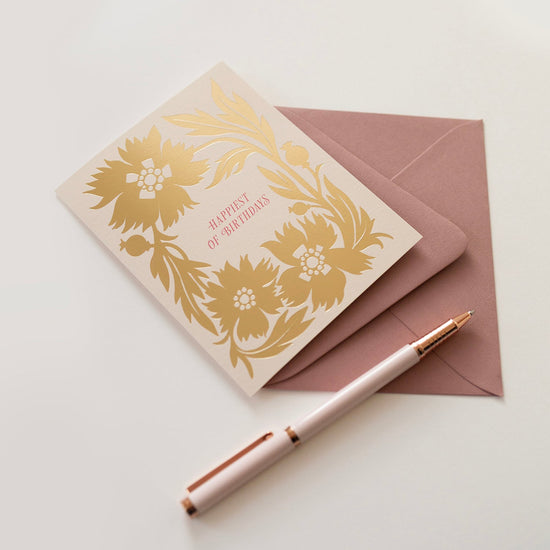 GOLD POPPIES BIRTHDAY | GREETING CARD