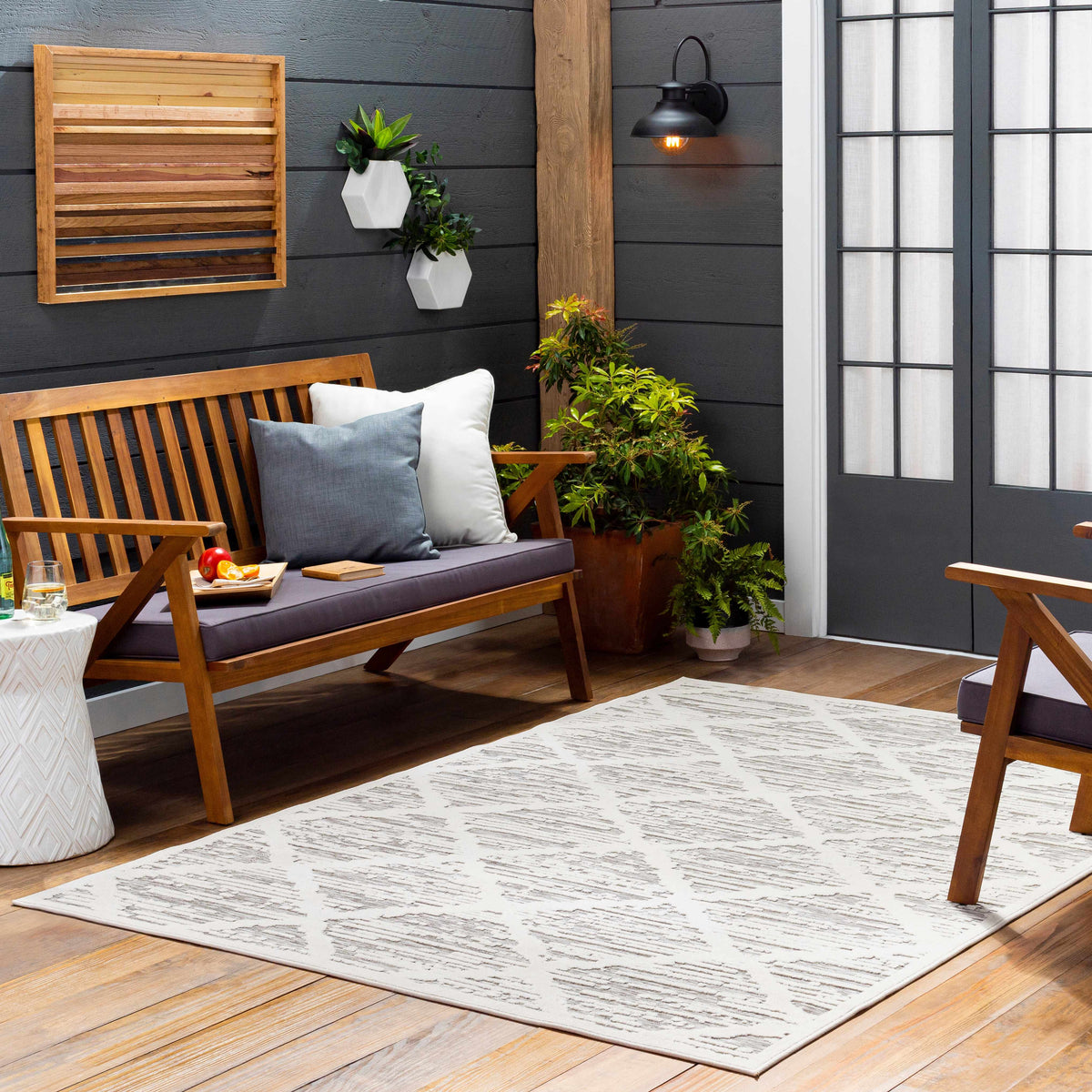 Gambang 3D Trellis Outdoor Area Rug - Clearance