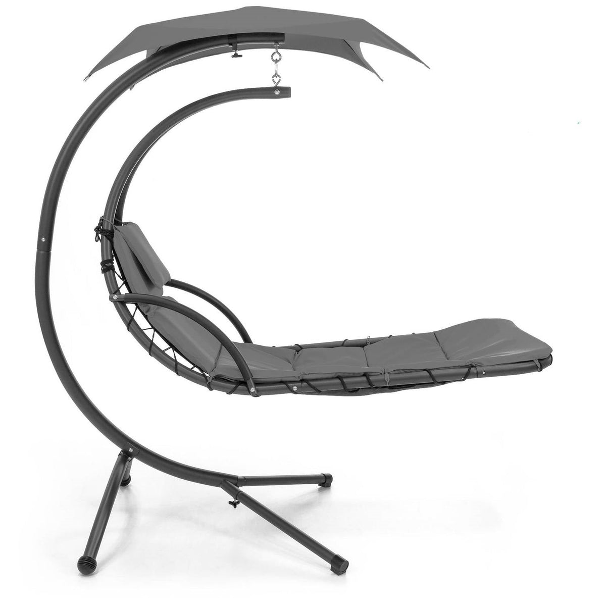 Grey Single Person Sturdy Modern Chaise Lounger Hammock Chair Porch Swing