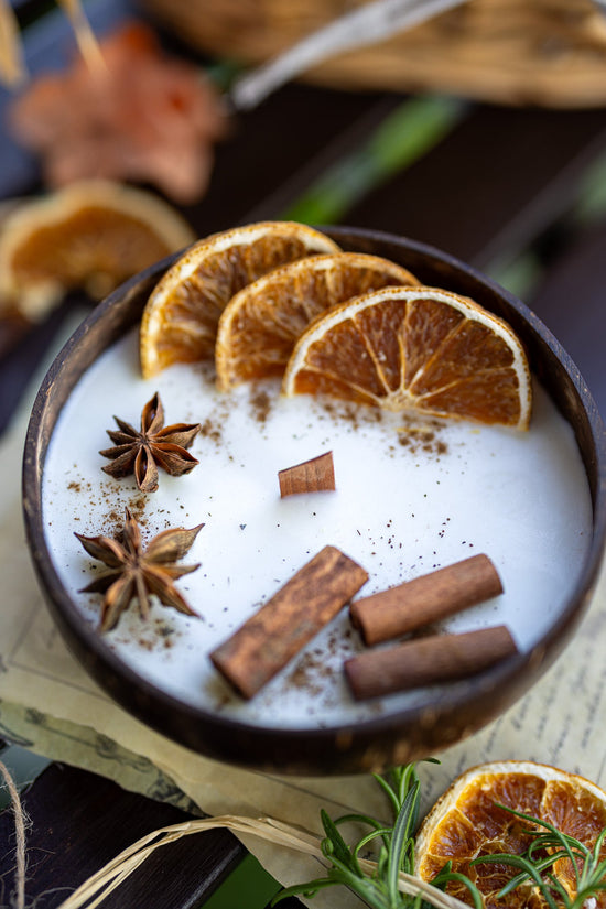 Coconut Candle Bowl – Custom Scented Fall Candle, Holiday Home Decor Gift