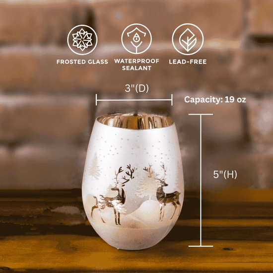 Gold & Silver Deer Stemless Wine Glasses