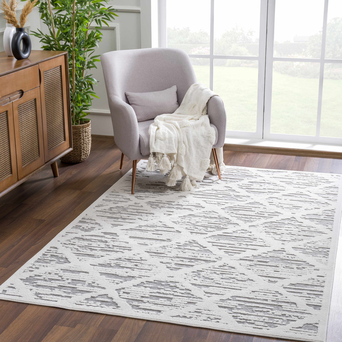 Gambang 3D Trellis Outdoor Area Rug - Clearance