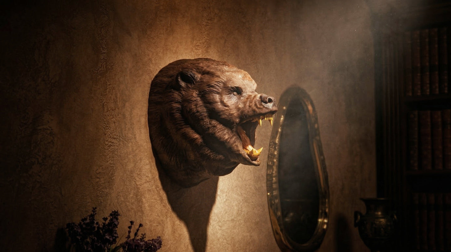 Hand-Carved Roaring Bear Head
