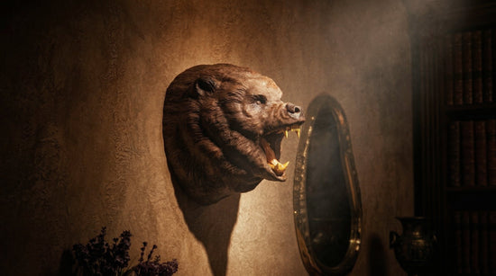 Hand-Carved Roaring Bear Head