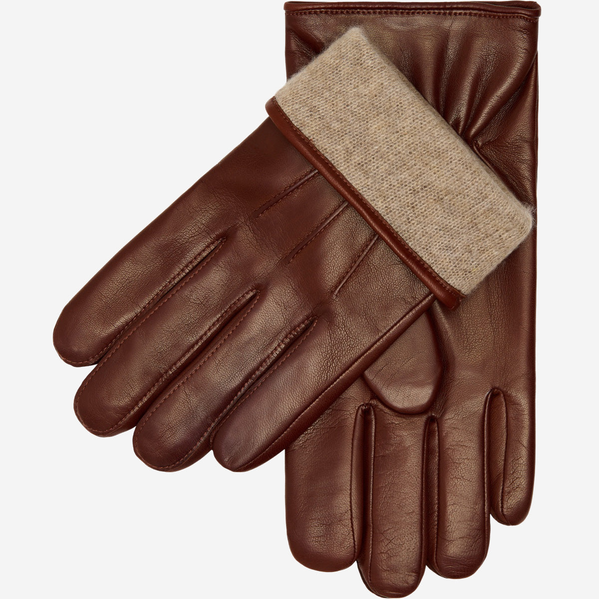Giovanni (brown) - Classic Italian lambskin leather gloves with cashmere lining