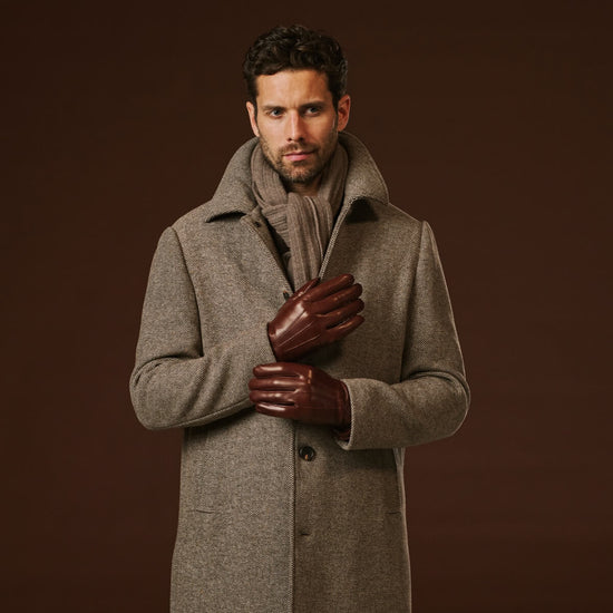 Giovanni (brown) - Classic Italian lambskin leather gloves with cashmere lining