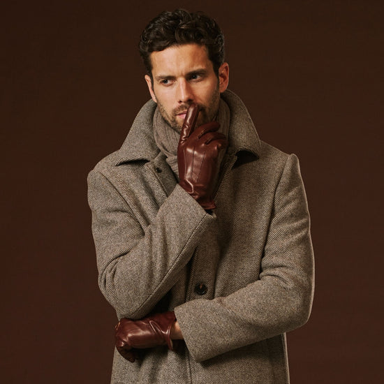 Giovanni (brown) - Classic Italian lambskin leather gloves with cashmere lining