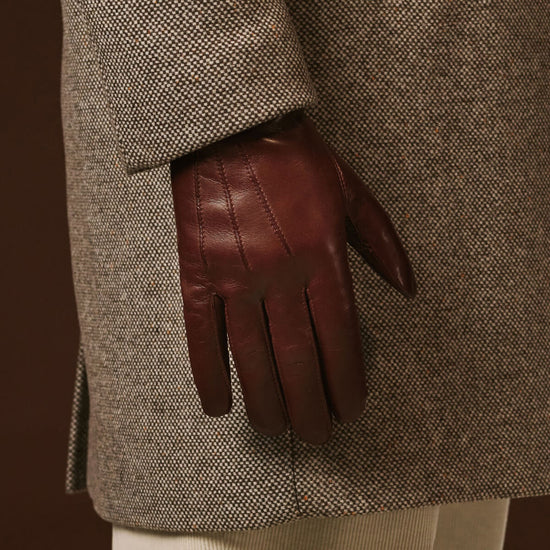 Giovanni (brown) - Classic Italian lambskin leather gloves with cashmere lining