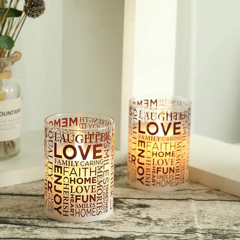 Glass Wax Battery LED Candle ( Set of 2 )