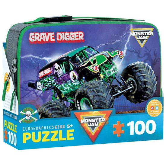 Grave Digger Monster Jam Lunch Bag & 100 Piece Jigsaw Puzzle Eurographics