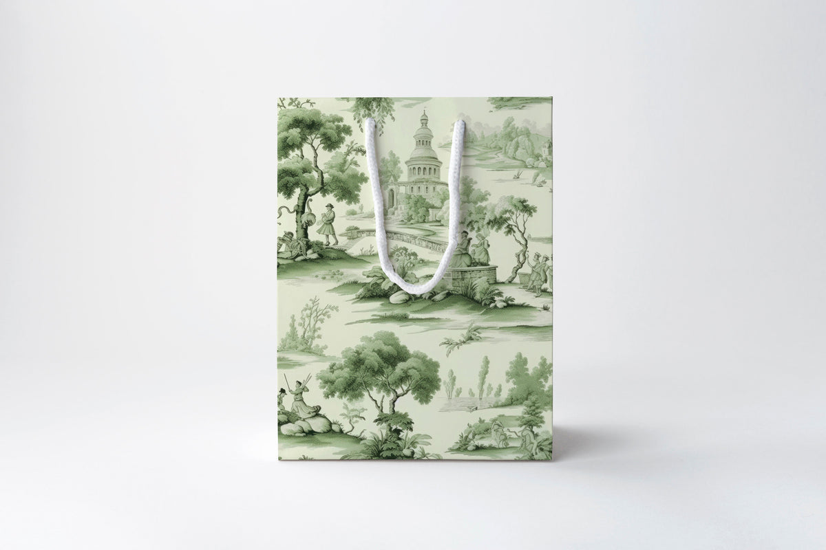 Green Toile Gift Bag | Luxury Gift Bag by JOSIL Paperie