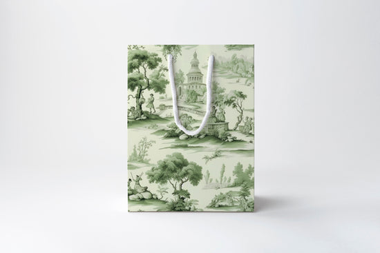 Green Toile Gift Bag | Luxury Gift Bag by JOSIL Paperie