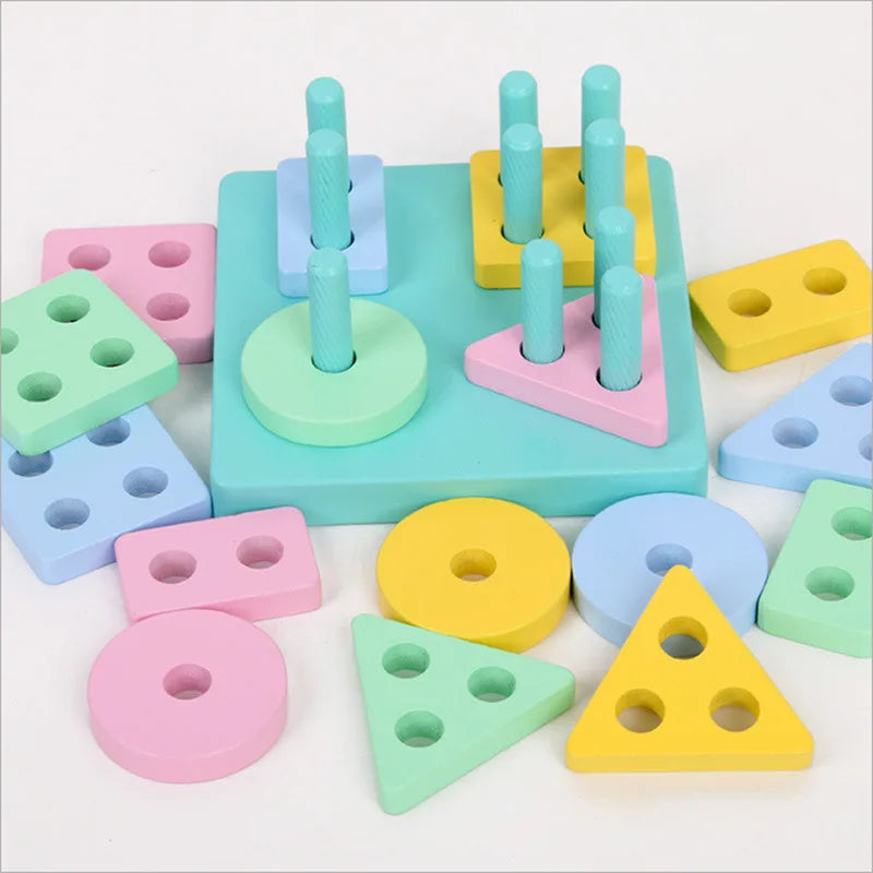 Wooden Montessori Animal Puzzles for Toddlers - Colorful 3D Cartoon Early Learning Educational Toy