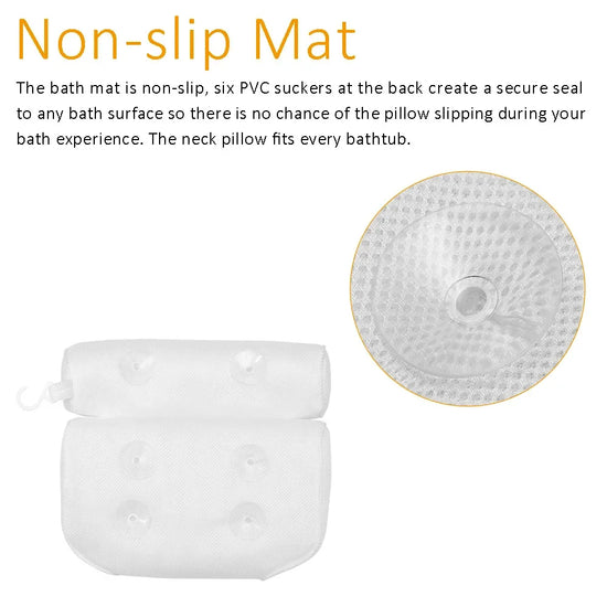 3D Mesh Bath Pillow Soft Waterproof SPA Headrest Bathtub Pillow With Backrest Suction Cup Neck Cushion Bathroom Accessories